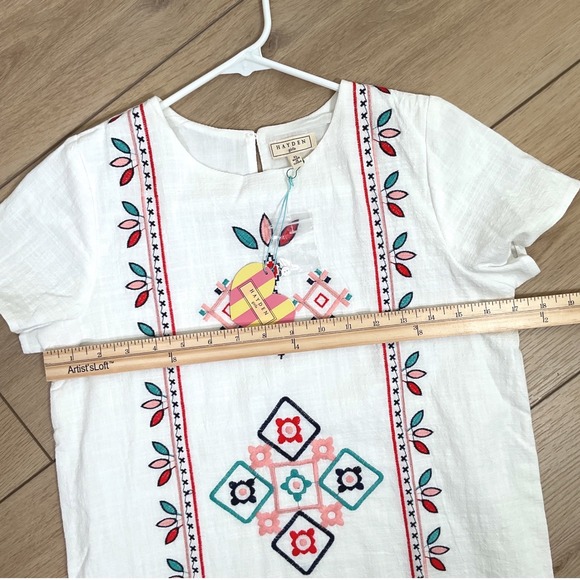 Hayden Girls White Embroidered Geometric Shift Dress Short Sleeve Size XL NWT - Picture 7 of 9